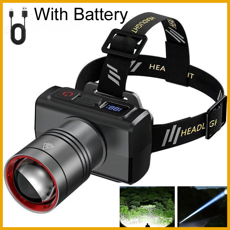 Outdoor Lighting Setup - 2026 LED digital Rechargeable Headlamp Super