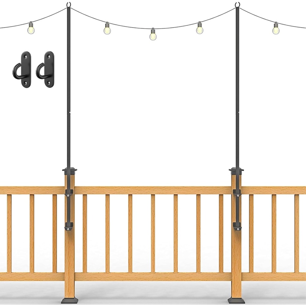 Outdoor Lighting Deck - 2 pack string light poles -