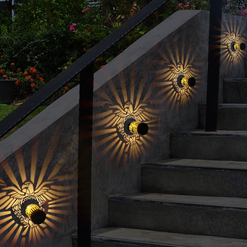 Outdoor Lighting Deck - 2 Pack Solar Fence Lights Metal