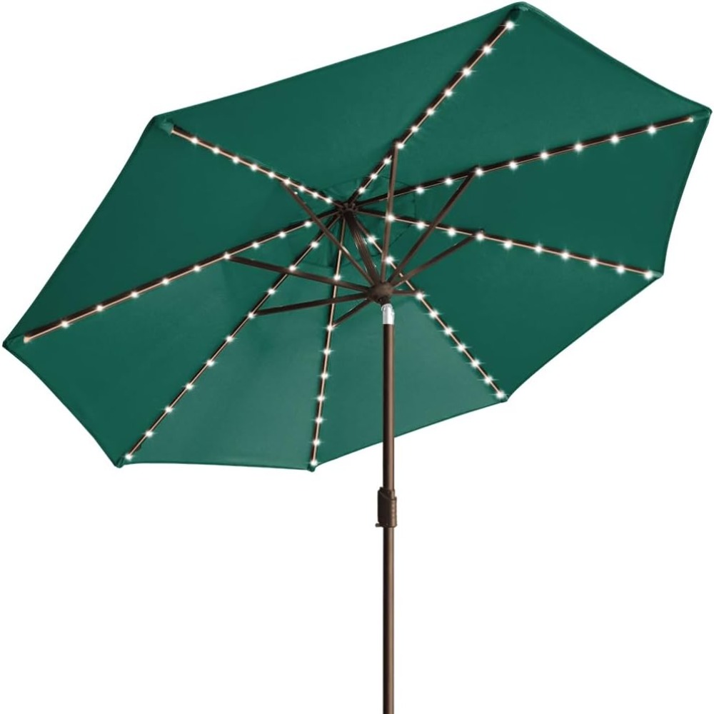 Outdoor Lighting Year Round - USA 10-Year-Non-Fading Solar 9ft Market Umbrella