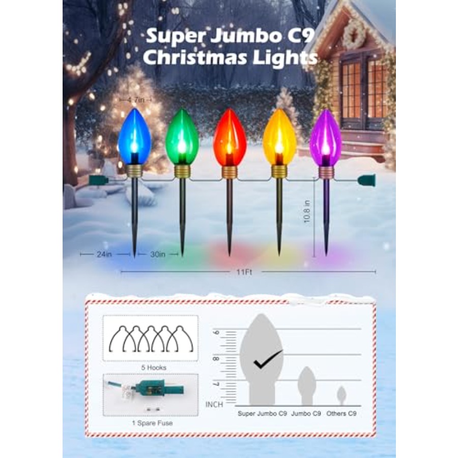 11Feet 5 LED Super Jumbo Chris - Xmas Outdoor Lighting Decorations avis et prix