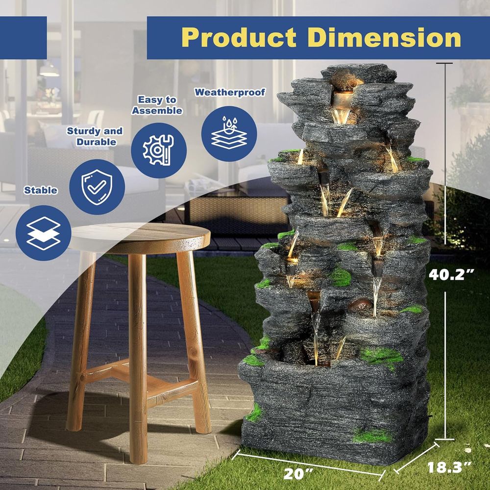 40 High Tiered Outdoor Rock Wa - Outdoor Lighting Deck avis et prix