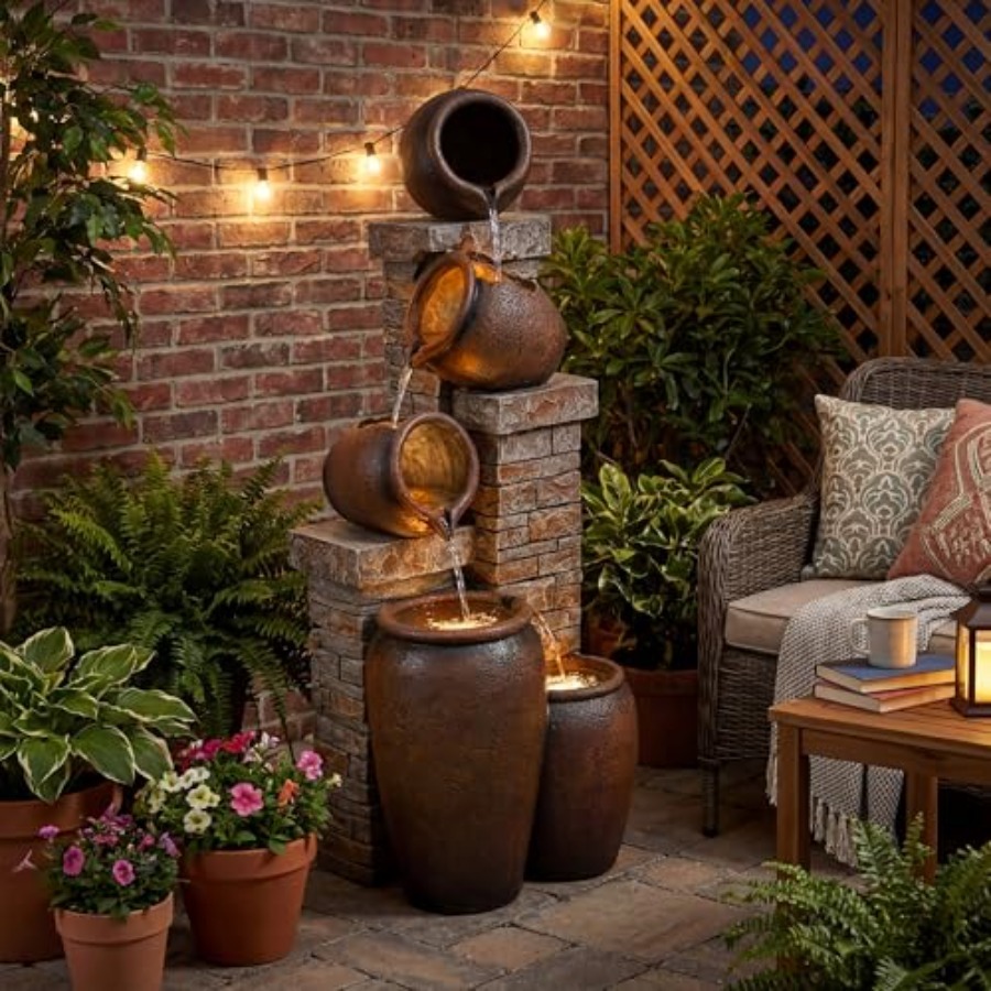 44-Inch Outdoor Water Fountain - Outdoor Lighting Deck avis et prix
