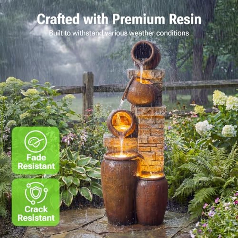 44-Inch Outdoor Water Fountain - Outdoor Lighting Deck avis et prix