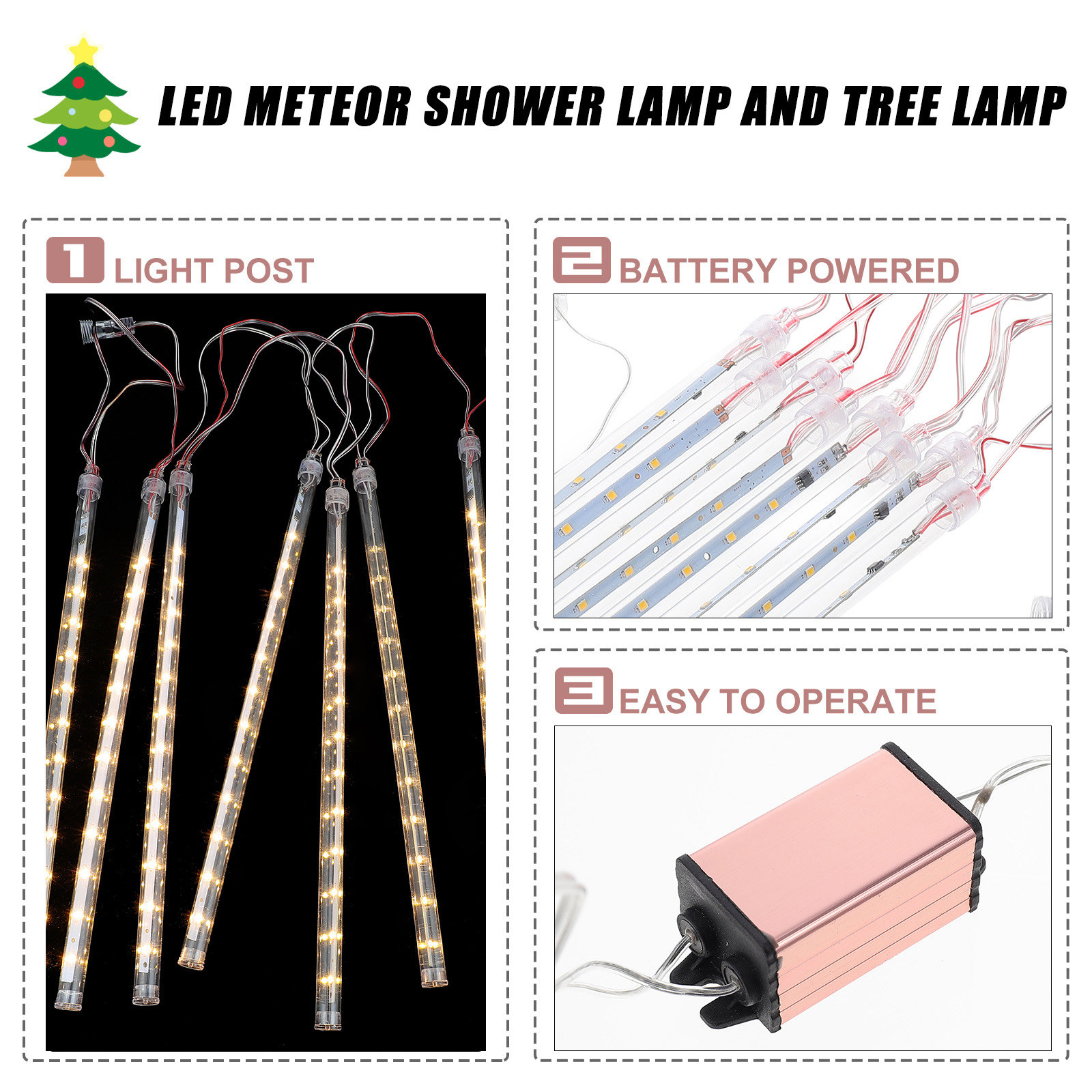 LED Meteor Shower Lights Yard  - Xmas Outdoor Lighting Decorations avis et prix