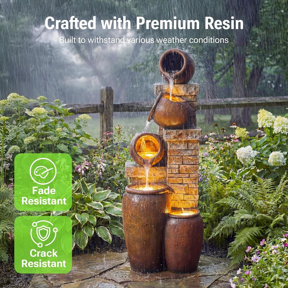 5-Tier Brown Outdoor Water Fou - Outdoor Lighting Deck avis et prix