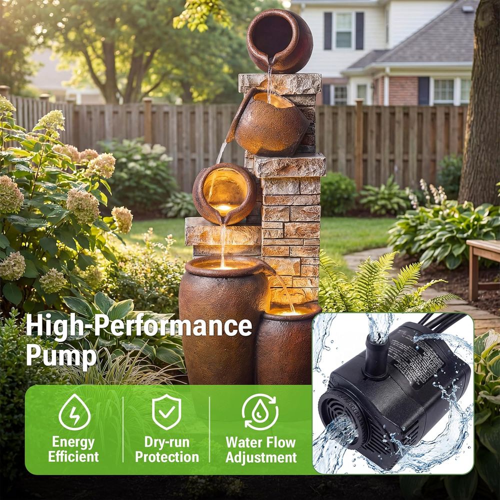 5-Tier Brown Outdoor Water Fou - Outdoor Lighting Deck avis et prix