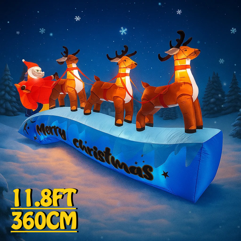 11.8FT Santa Claus Reindeer Sl - Xmas Outdoor Lighting Decorations avis et prix