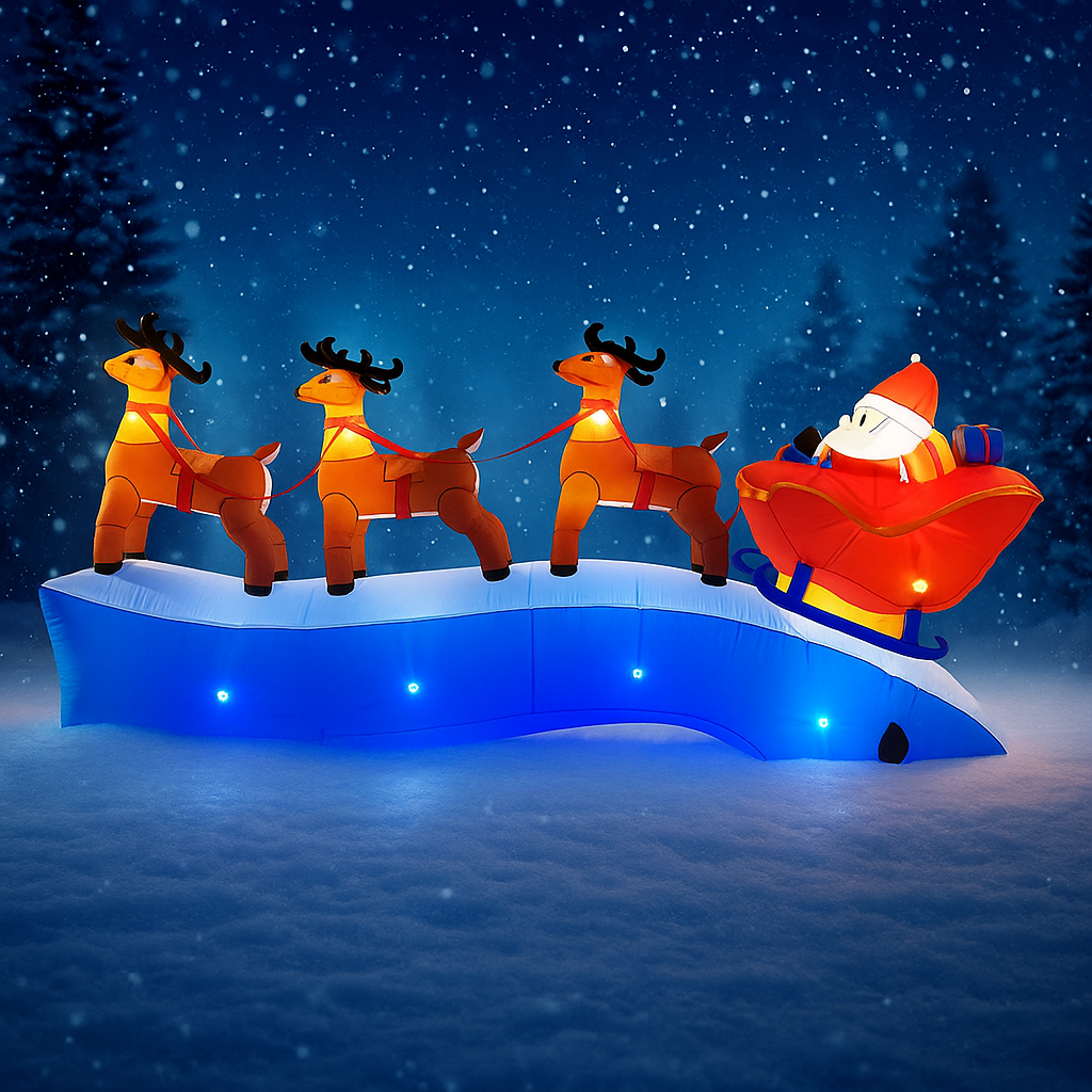11.8FT Santa Claus Reindeer Sl - Xmas Outdoor Lighting Decorations avis et prix