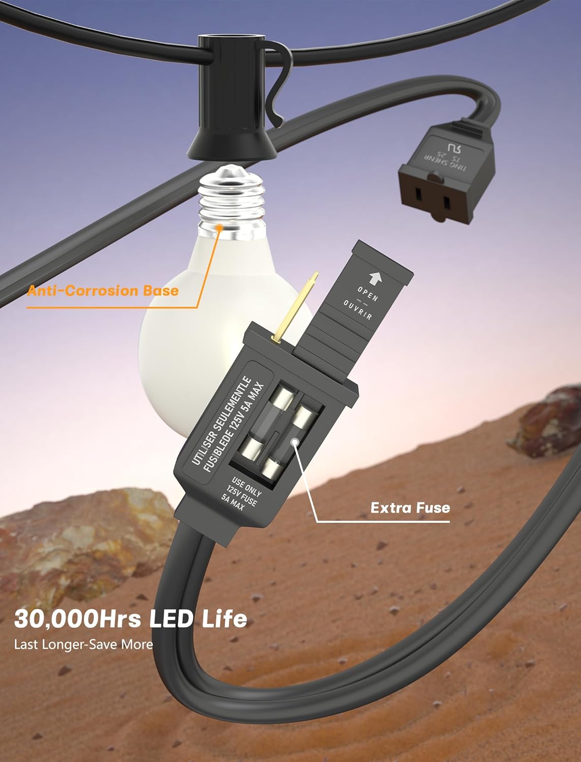 50FT Outdoor String Lights wit - Outdoor Lighting Deck avis et prix